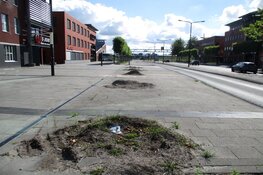 Wegwerkzaamheden aan de Karel Poststraat in Heerenveen