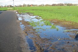 Nat op het land in de wijk Skoatterwald in Heerenveen
