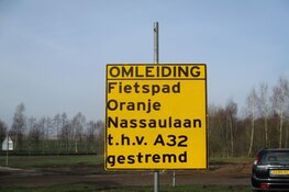 Fietspad langs de Oranje Nassaulaan in Heerenveen gestremd