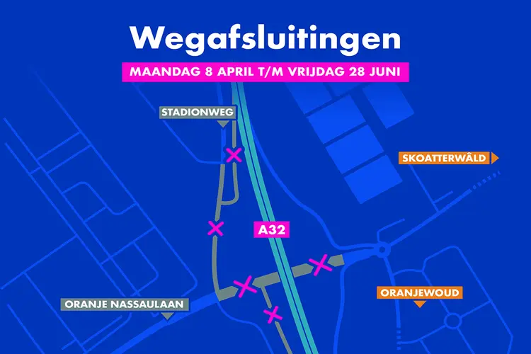 Oranje Nassaulaan gedurende 12 weken afgesloten ter hoogte van A32